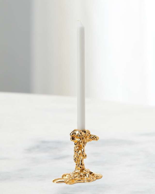 Gold Drip Candle Holder - 6"